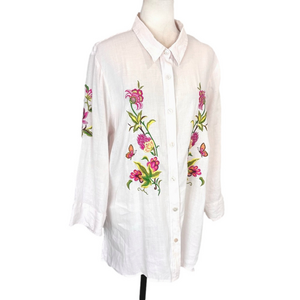 Blush floral embroidered shirt
